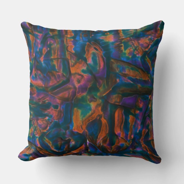 Cojín Decorativo Tonos azules manchados de cobre envejecido (Anverso)