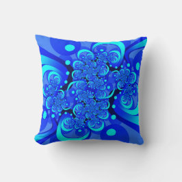 Cojín Decorativo Tonos de arte fractal azul moderno abstracto