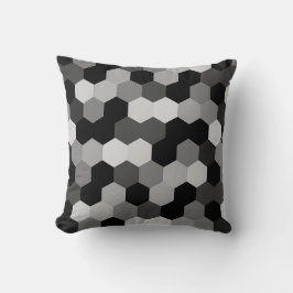 Cojín Decorativo Tonos de hexágono geométrico negro y blanco