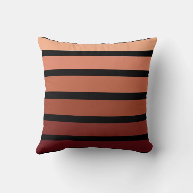 Cojín Decorativo Tonos De Rayas Rojas En Negro (Reverso)
