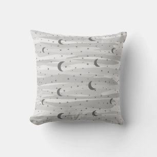 Cojín Decorativo Tonos grises cielo nocturno - Luna y estrellas