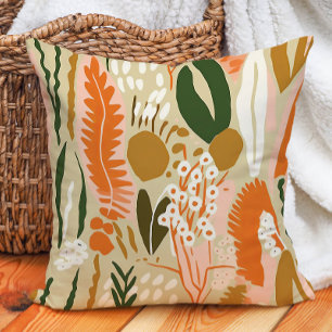 Cojín Decorativo Tonos Terrosos Verde Oliva Terracota Naranja Abstr