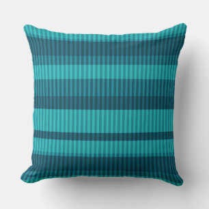 Cojín Decorativo tonos turquesa azules rayados de patrón vertical