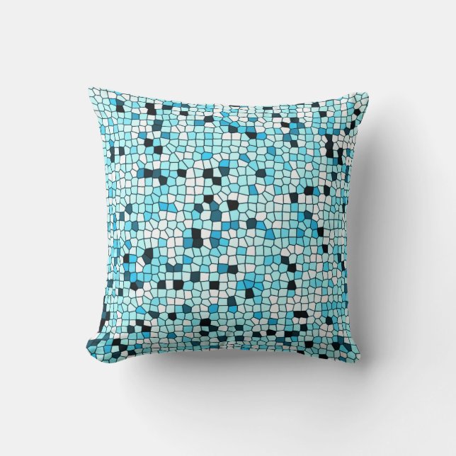 Cojín Decorativo Tonos Verde azulados de mosaico de estilo azul (Anverso)