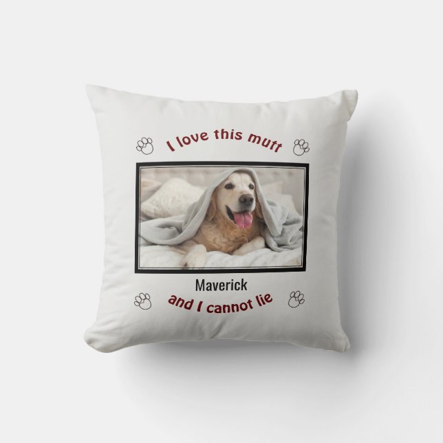 Cojín Decorativo Tonto, me encanta este MUTT | Perro Perro personal (Anverso)