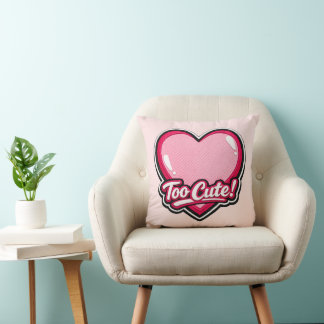 Cojín Decorativo 💗✨ “Too Cute!” Heart Pillow 🛋️🎀