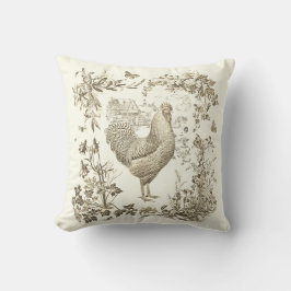Cojín Decorativo Toque Floral Beige-Rooster clásico de época