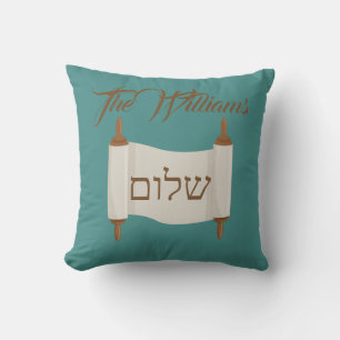 Cojín Decorativo Tórajal Shalom azul y marrón