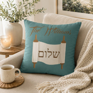 Cojín Decorativo Tórajal Shalom azul y marrón