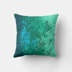 Cojín Decorativo Torbellino de menta Arte de salpicaduras abstracta