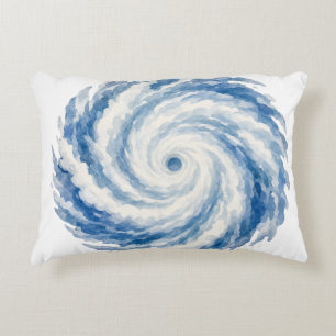 Cojín Decorativo Tormenta de remolino de océano de acuarela azul –