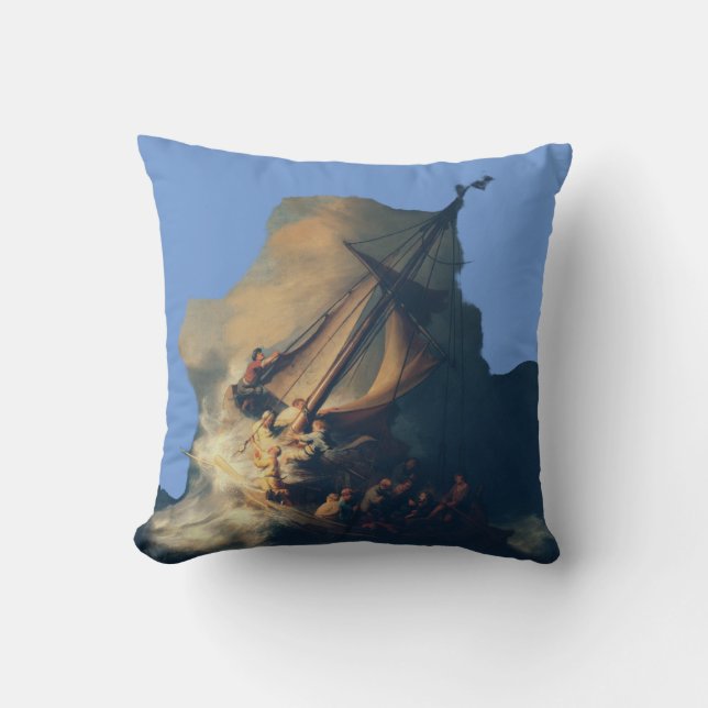 Cojín Decorativo Tormenta en el Mar de Galilea por Rembrandt Arte (Anverso)