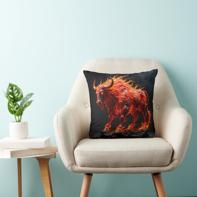 Cojín Decorativo Toro de Fuego Mítico (Silla)