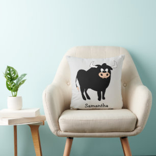 Cojín Decorativo Toro Negro Diseño Personalizado