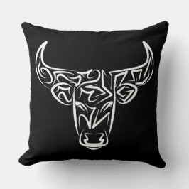 Cojín Decorativo Toro tribal negro y blanco/Ox