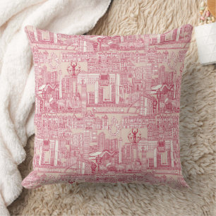 Cojín Decorativo Toronto toile viva magenta polvo de melocotón