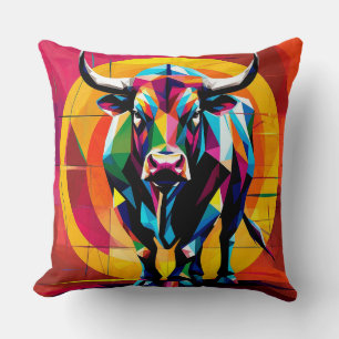 Cojín Decorativo Toros Mosaico Colorido