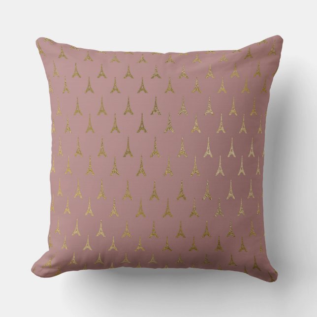 Cojín Decorativo Torre Eiffel Gold de París Ilustración decorativa (Anverso)