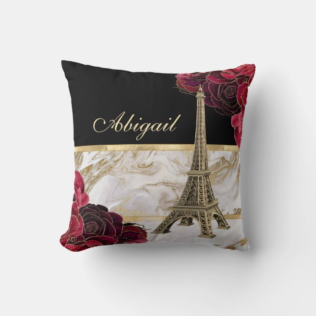 Cojín Decorativo Torre Eiffel Gold personalizada, Rosa de mármol ne (Anverso)