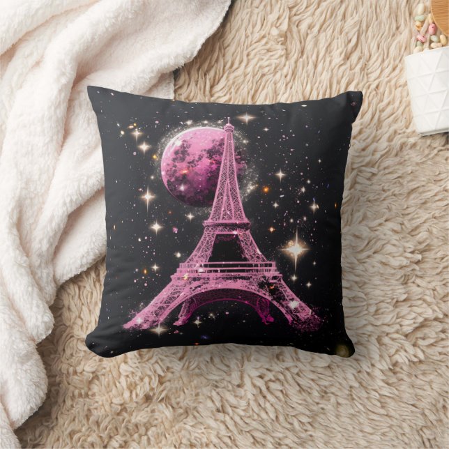 Cojín Decorativo Torre Eiffel Noche Luna           (Manta)