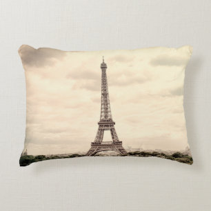 Cojín Decorativo Torre Eiffel Panorama en París. Francia. Vintage v