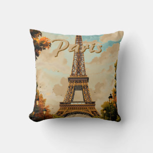 Cojín Decorativo Torre Eiffel París Viajes Estilo Vintage Arte Retr