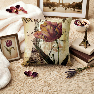 Cojín Decorativo Torre Eiffel y tulipán