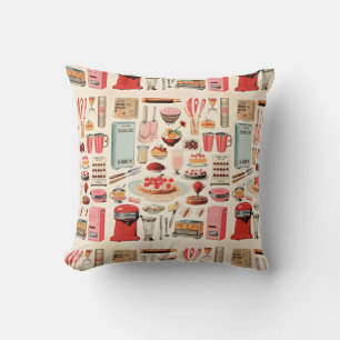 Cojín Decorativo Tortas y herramientas de cocina retro