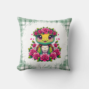 Cojín Decorativo Tortuga Adorable con Corona Floral