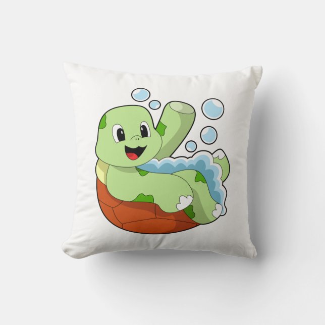 Cojín Decorativo Tortuga bañándose con espuma (Anverso)