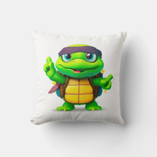 Cojín Decorativo Tortuga Caprichosa Feliz de Regreso a la Escuela