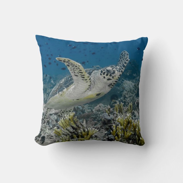 Cojín Decorativo Tortuga Carey Nadando (Anverso)