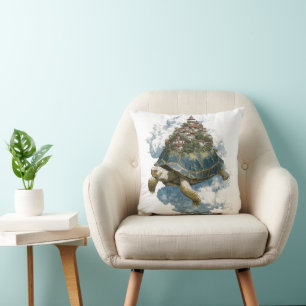 Cojín Decorativo Tortuga celestial mitológica que lleva una ciudad