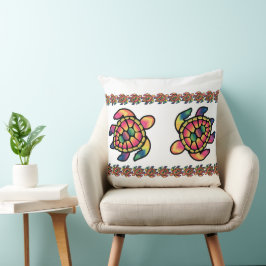 Cojín Decorativo Tortuga Colorida: Una Tortuga Vibrante en Tie Dye
