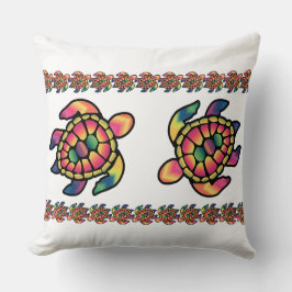 Cojín Decorativo Tortuga Colorida: Una Tortuga Vibrante en Tie Dye