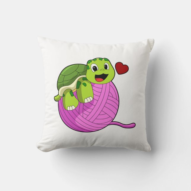 Cojín Decorativo Tortuga con bola de lana (Anverso)