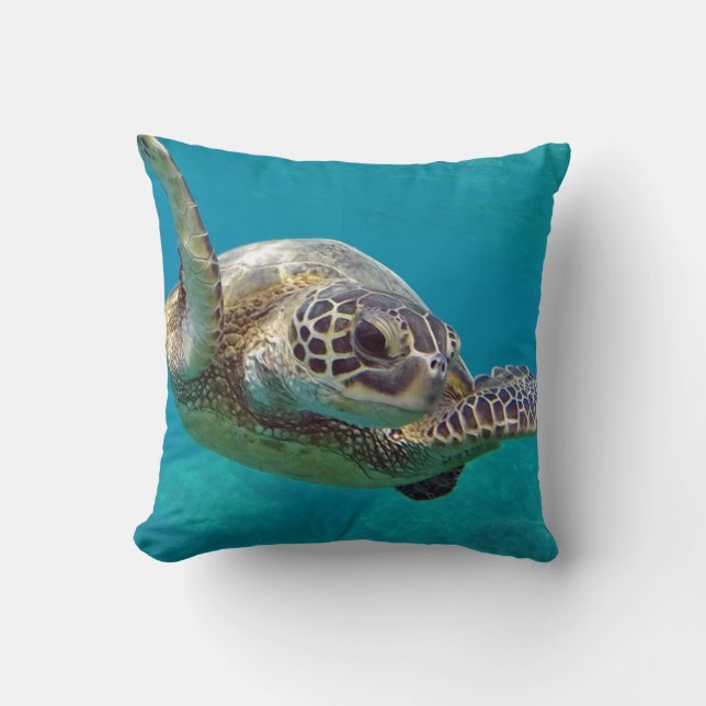 Cojín Decorativo Tortuga de Hanauma Bay Oahu (Anverso)