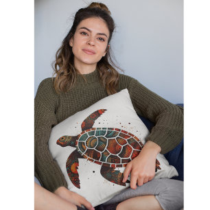 Cojín Decorativo Tortuga de mosaico de puntos