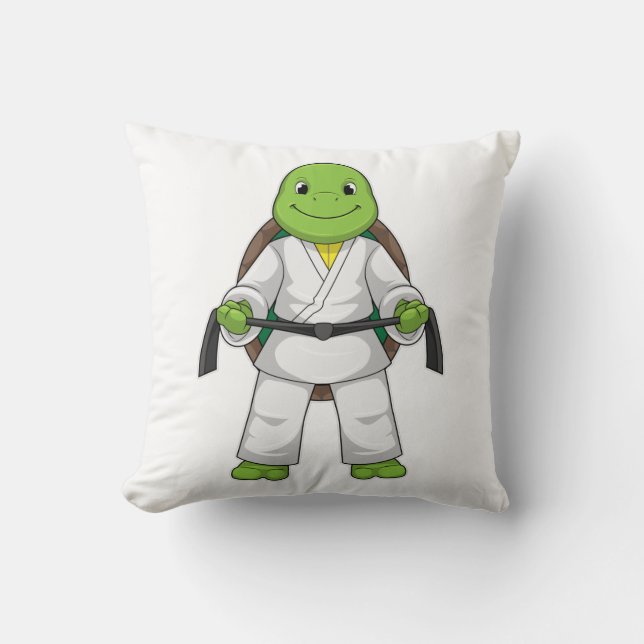 Cojín Decorativo Tortuga en artes marciales con cinturón negro (Anverso)