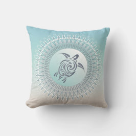 Cojín Decorativo Tortuga Estilo Playa y Mandala Costero Moderno