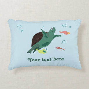 Cojín Decorativo Tortuga Marina Adorable Bajo el Arte Marino