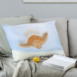 Cojín Decorativo Tortuga marina bajo el agua.