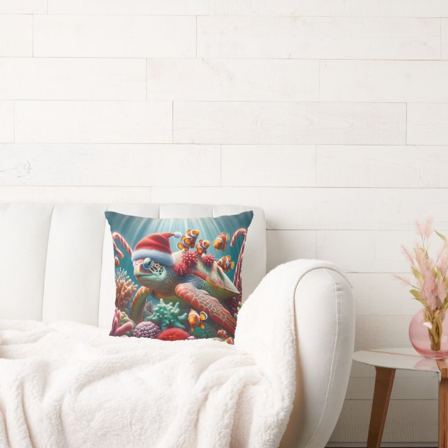 Cojín Decorativo Tortuga marina con Navidades Santa Hat (Sofá)