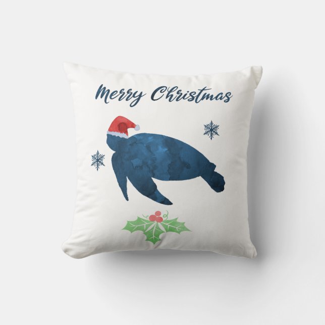 Cojín Decorativo Tortuga marina Navidades (Anverso)