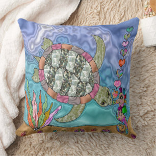 Cojín Decorativo Tortuga Marina Psicodélica Besito de Caballito de 