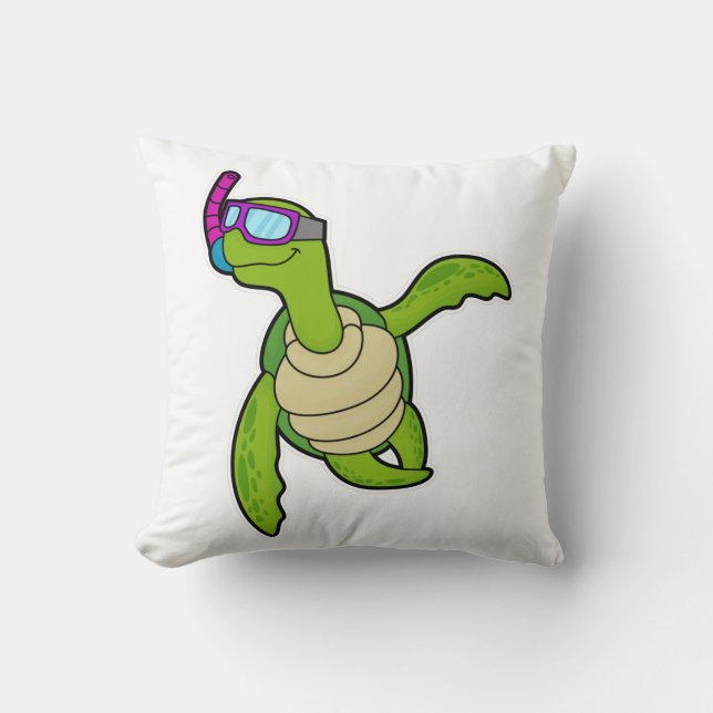 Cojín Decorativo Tortuga nadando con Snorkel (Anverso)