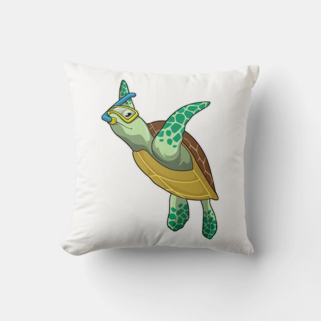 Cojín Decorativo Tortuga para bucear con tubo (Anverso)
