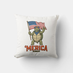 Cojín Decorativo Tortuga Patriótica ‘Merica Vector Vintage