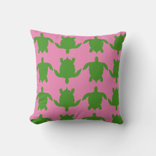 Cojín Decorativo Tortuga rosa y verde
