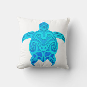 Cojín Decorativo Tortuga tribal azul